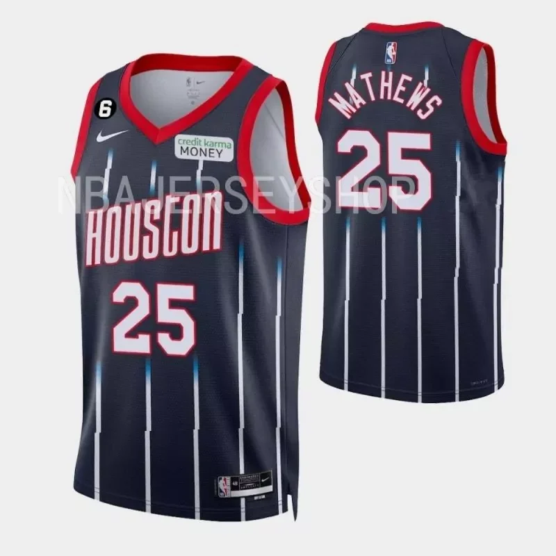 Houston Rockets#25 Garrison Mathews navy 2022 23 city edition Basketball jersey